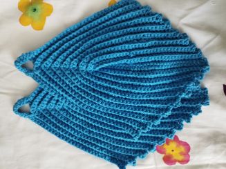 Topflappen H-Blau Handarbeit 