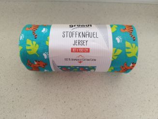 Stoff-Jersey -Türkisgrün, Katzege,streift 